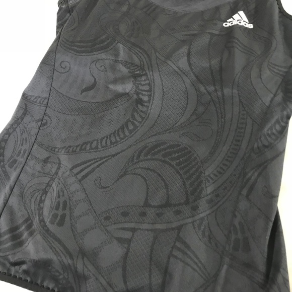 Adidas Black Swirl Print Tank Top w/ Built in Bra - Picture 2 of 8
